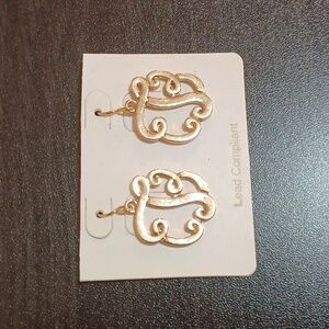Letter T Gold Monogram Earrings